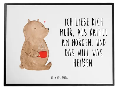 Produktbild von Mr. & Mrs. Panda Schreibunterlage Bär Morgenkaffee - Weiß - Geschenk, schreibtischunterlagen, Hochzeitstag, schreibtischunterlage, für Freundin, Schreibtischauflage