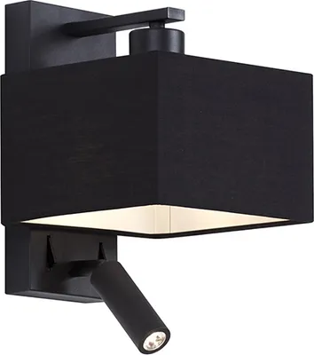 Produktbild von Moderne Wandleuchte Schwarz Quadratisch mit Leselampe Puglia