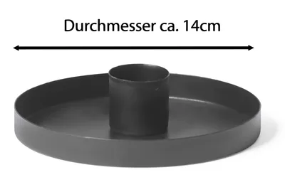 Produktbild von Novaliv 4er-Set Kerzenhalter Stabkerzen SCHWARZ Durchmesser 14cm mit Stabkerze Batteriebetrieben flammenlos Adventskranz candle holder weihnachtliche Tischdekoration Kerzenteller Kerzenständer