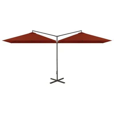 Immagine prodotto di vidaXL Ombrellone doppio con asta in acciaio 600x300 cm Terracotta