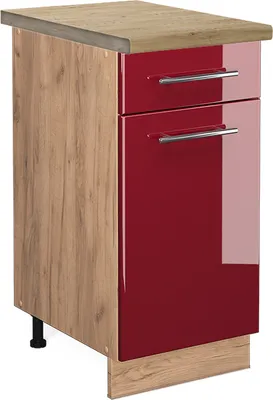 Produktbild von Küchenunterschrank Vicco Fame-Line Bordeaux Hochglanz 40 cm , AP Eiche, Model 45730