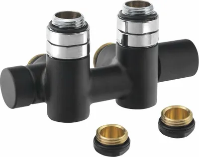 Produktbild von Sapho TWIN COMBI Anschluss-Set Ventile für Mittelanschluss, Rechts, Schwarz matt