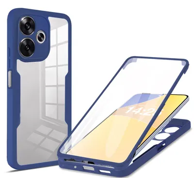 Produktbild von 360 Grad Rundum Schutz Handyhülle für Xiaomi Redmi 13 Full Cover Vollschutz Case Farbe: Blau
