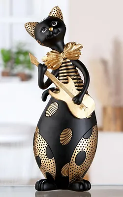 Obrázek produktu pro Gilde figurka, kočka, "Kapella", motiv hudebníka, syntetická pryskyřice, černá, , d. 9 cm, š. 14 cm, v. 37 cm 37948