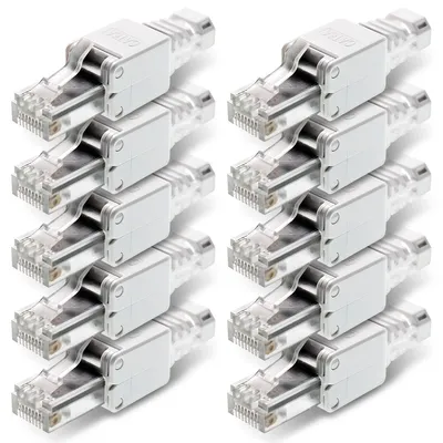 Produktbild von 10x Netzwerkstecker CAT6A RJ45 Netzwerk Stecker Werkzeuglose Montage CAT7 CAT6