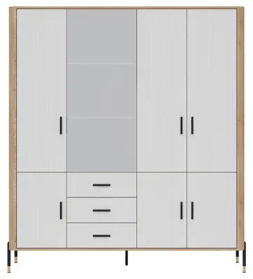 Productafbeelding van Furniture24 Garderobekast Dante Dt17, draaideurkast, 93 x 197 x 56 cm - Cremona eik/wit