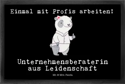Produktbild von Mr. & Mrs. Panda fußmatte Unternehmensberaterin Leidenschaft 50 x 75 cm - Schwarz - Geschenk, Bodenvorleger, Schmutzmatte, Fußabtreter, Schmutzfangmatte, Eingangsteppich