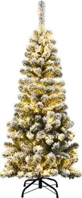 Produktbild von GOPLUS 135 cm Künstlicher Weihnachtsbaum mit Beleuchtung, Tannenbaum künstlich mit Schnee, künstlicher Christbaum mit klappbarem Metallständer