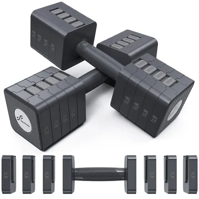Image de Haltères réglables de 10 kg - Ensemble de 2 haltères - Poignées antidérapantes