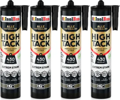 Produktbild von Isolbau Montagekleber High Tack - 4 x 470 g Extrem starker Hybrid MS Polymer Baukleber für Innen- & Außenbereich - 400 kg / 10 cm² - Weiß