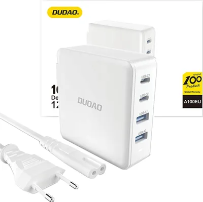 Immagine prodotto di DUDAO Adapter GAN 100W Type Cx2+ 2xUSB White Universal AC Fast charging Indoor