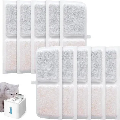 Image de 10 filtres de rechange pour fontaine à chat - Filtres pour fontaine à eau - Fontaine à chat à piles avec détecteur de mouvement