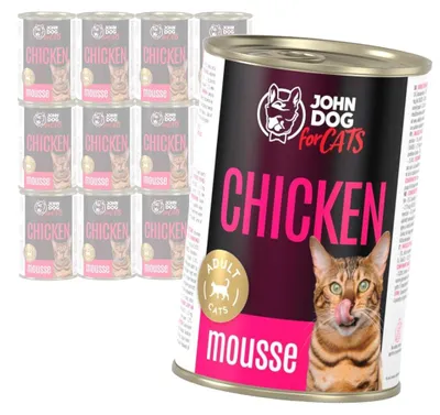 Zdjęcie produktu dla John Dog for Cats Mus z Kurczakiem 12x400g Bezzbożowa Mokra Karma Dla Kota