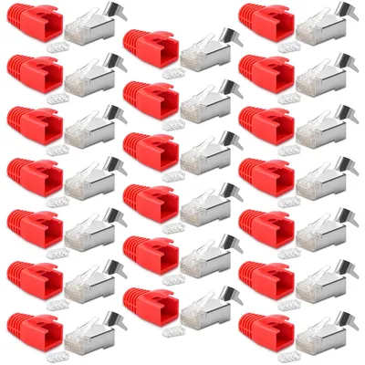 Produktbild von 20x CAT7 CAT6 CAT6A Netzwerkstecker RJ45 Stecker vergoldete Kontakte Knickschutz