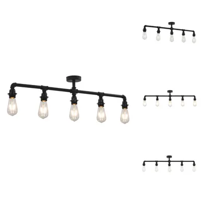 Image de vidaXL Plafonnier noir 5 x E27 douilles - Lampes