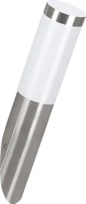 Produktbild von EGLO LED Außen-Wandlampe Helsinki, 1 flammige Außenleuchte, Wandleuchte aus Edelstahl in Silber und Kunststoff in Weiß, E27 Fassung, IP44