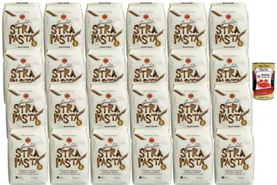 Produktbild von Italian Gourmet Strapasta Penne Ziti Rigate Hartweizenpasta 24x500g | +50% Ballaststoffe +38% Protein | Bronzegezogen | Italienische Pasta für Vorrat & Alltag + Italian Gourmet Polpa
