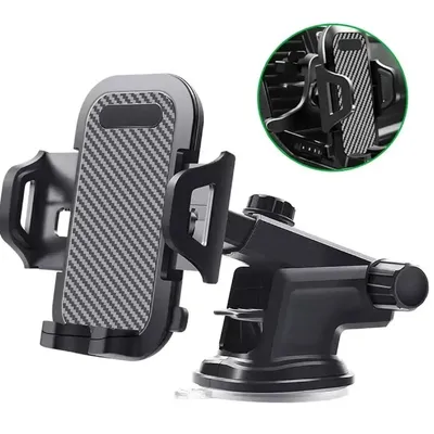 Produktbild von Auto Handyhalterung 2-in-1 – Saugnapf & Lüftungsklemme, 360° drehbar, Einhandbedienung, universell – Schwarz Autozubehör,Smartphone-Ständer