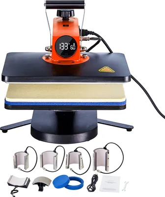 Image de Machine de pressage à chaud SucceBuy - 8 en 1, 12 x 15 pouces, rotation de 360°, homologuée UL pour les projets de bricolage