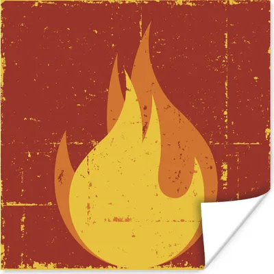 Produktbild von MuchoWow® Poster Eine Illustration einer orangefarbenen Flamme 75x75 cm - Wand Dekoration