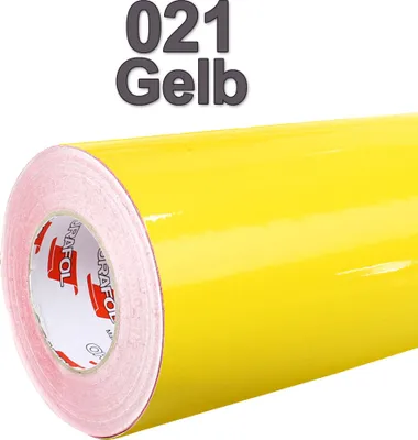 Produktbild von (5,60€/m²) Oracal® Möbelfolie 021 Gelb Glanz 63 cm Breite Laufmeterware selbstklebende Folie Plotterfolie Klebe Folie Oracal 621 glänzende Küchenfolie
