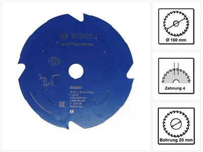 Zdjęcie produktu dla Bosch 2 608 644 554, Płyta pilśniowa cementowa, 16 cm, 2 cm, 1,2 mm, 8500 RPM, 1,8 mm