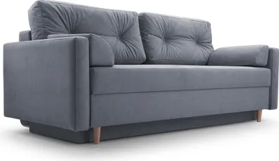 Produktbild von Klassisches Sofa im skandinavischen Stil, dekorative Kissen, hoher Komfort, Schlafsofa mit Bettkasten, Schlafsofa mit Schlaffunktion. - Sofa MEMORIA 04 Dunkelgrau (Qenns 23)