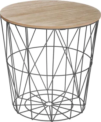 Produktbild von Atmosphera Créateur d'intérieur Korbtisch Kumi Metall MDF-Platte schwarz braun 41 cm x 40 cm