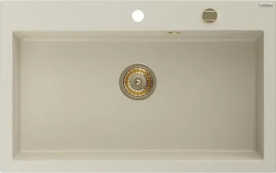 Produktbild von Mexen Elix Granitspüle 1-Becken 800 x 500 mm, beige, goldener Siphon - 6527801005-69-G
