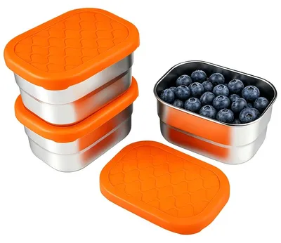 3 Snackboxen aus Edelstahl, 230 ml, mit Silikondeckel