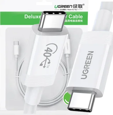 Immagine prodotto di Cavo USB-C a USB-C UGREEN USB4, 40 Gbps, 0,8 m (bianco)