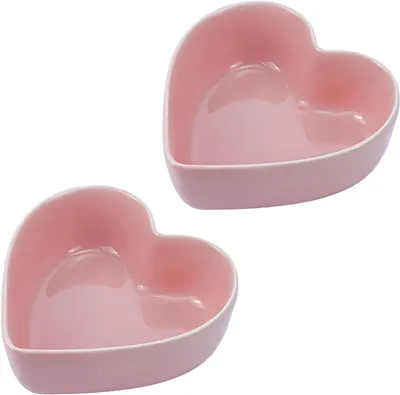 Produktbild von Set mit 2 herzförmigen Schüsseln für Salat, Suppe, Snacks, Desserts, Haushalt, Küche, rosa