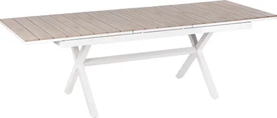 Produktbild von BELIANI Gartentisch Weiß Kunstholz und Aluminium Ausziehbar für 8 Personen 184/242 x 90 cm Rechteckig Modern Outdoor Terrasse Garten Möbel