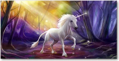 Produktbild von Tulup Glas-Bild -140x70- Wandkunst Dekorative Wand für Küche & Wohnzimmer - Tiere - Einhorn - Mehrfarbig
