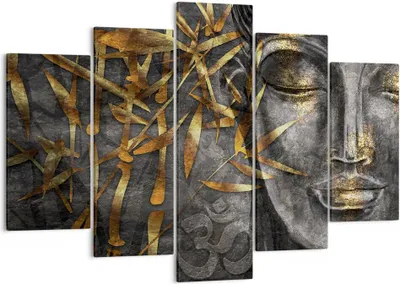 Produktbild von Bild auf Leinwand - Leinwandbild - 5 Teile - Buddha Gold Bodhisattva - 150x100cm - Wand Bild - Wanddeko - Wandbilder - Leinwanddruck - Bilder - Wanddekoration - Leinwand bilder - EA150x100-4442