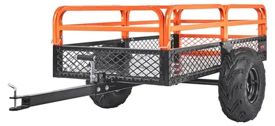 Immagine prodotto di VEVOR Rimorchio ribaltabile per trattorini con capacità di carico di 680 kg, Gancio di traino con area di carico ribaltabile, Rimorchio con pareti laterali pieghevoli, Rimorchio ribaltabile arancione ATV UTV Rimorchio