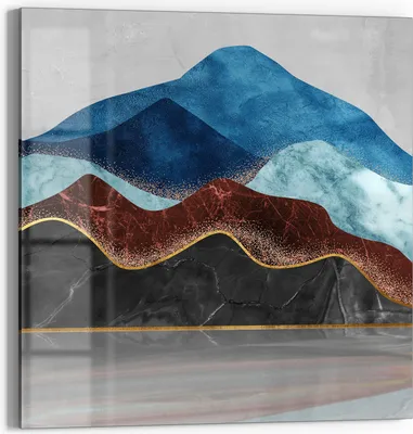 Produktbild von DEQORI Glasbild Echtglas 50x50 cm 'Abstrakter Gipfelglanz' Wandbild Bild modern Deko