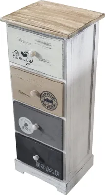 Immagine prodotto di Milani Home - mobiletto in legno 4 cassetti, grigio chiaro, stile shabby chic, 29 x 25 x 72 cm