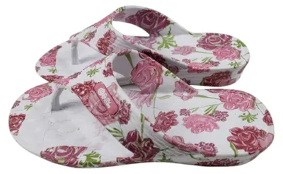 Productafbeelding van Damen Zehentrenner met bloemenprint » Voordelige damesschoenen » Badsandalen met bloemenmotief » Zomerschoenen voor in de tuin » Badslippers: Motief 1 / 37. Motief: Motief 1. Schoenenmaat: 37