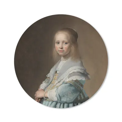 Produktbild von MuchoWow® Mauspad Mousepad Porträt eines Mädchens in Blau - Gemälde von Johannes Cornelisz. Verspronck 50x50 cm - Mousepads - Maus Mat - Pad - Mausunterlage - Vinyl