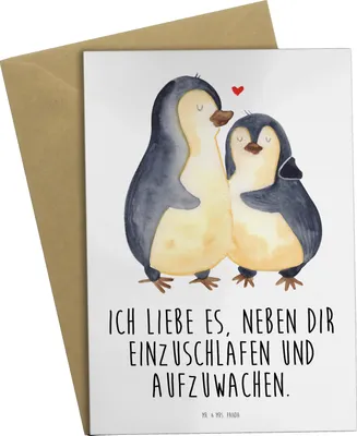 Produktbild von Mr. & Mrs. Panda babykarte Pinguine Einschlafen - Weiß - Geschenk, weihnachtskarten, für Freundin, Jahrestag, osterkarten, osterkarte, Partner, Grußkarten, Grußkarte