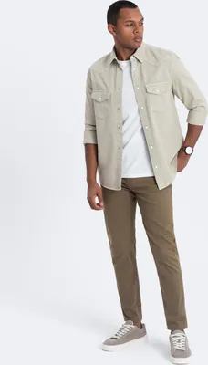 Obrázek produktu pro Ombre Clothing Pánské chinos Dutnoz olivová S