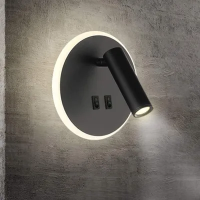 Produktbild von 10W LED Wandleuchte Innen LED Wandstrahler mit Schalter für Schlafzimmer Nachttisch Wohnzimmer Arbeitszimmer, Schwarz, Lichtfarbe: Warmweiß