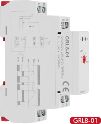 Obrázek produktu pro GRL8-01 Reléový regulátor hladiny kapalin - regulátor hladiny vody s výstupem 10 A, 24-240 V AC/DC, lišta DIN