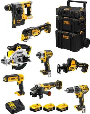 Image de DeWALT Kit DWK802 (DCD796 + DCH273 + DCG405 + DCF887 + DCS355 + DCS369 + DCS391 + DCL050 + 3 x 5.0 Ah + DCB115 + 3en1 Caddy)