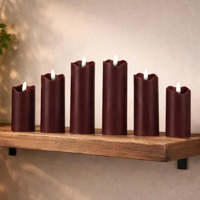 Produktbild von 6x LED Kerzen Echtwachs Slim Line flackernd Timer Luma Flamme ELAMBIA