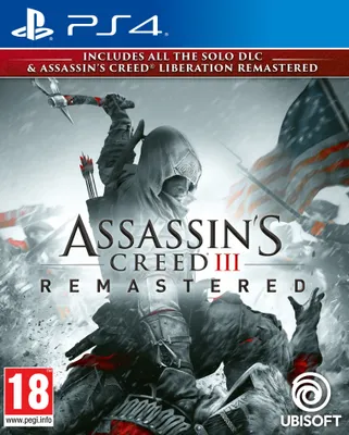 The cover art for the video game Assassin's Creed III: Remastered for PS4.