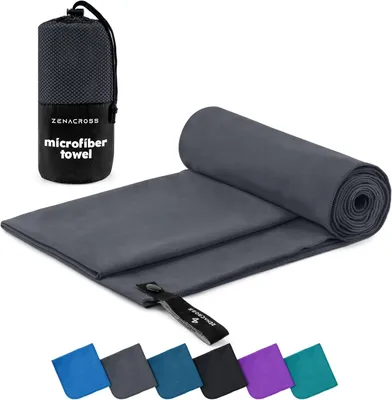 Produktbild von Mikrofaser Handtuch M, 140 x 70 cm, Schnelltrocknend, Kompakt, Dunkelgrau fuer Sport
