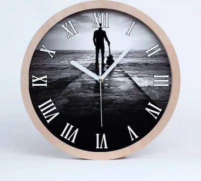 Produktbild von Holzuhr 30fi cm wanduhr - weiße Spitzen - Gitarrist auf dem Pier