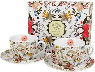Produktbild von DUO ART GALLERY 2er-Set Tassen 280 ml WHITE mit Untertassen, New Bone China Porzellan